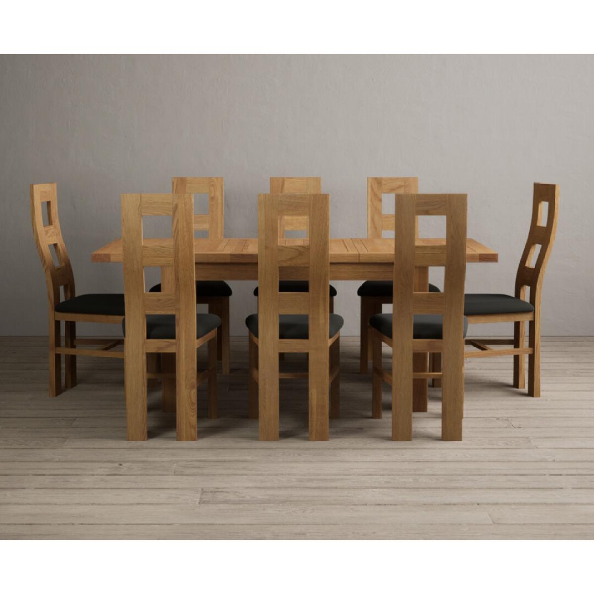 Extending Yateley 130cm Solid Oak Dining Table with 6 Grey Natural Solid Oak Chairs – image 11