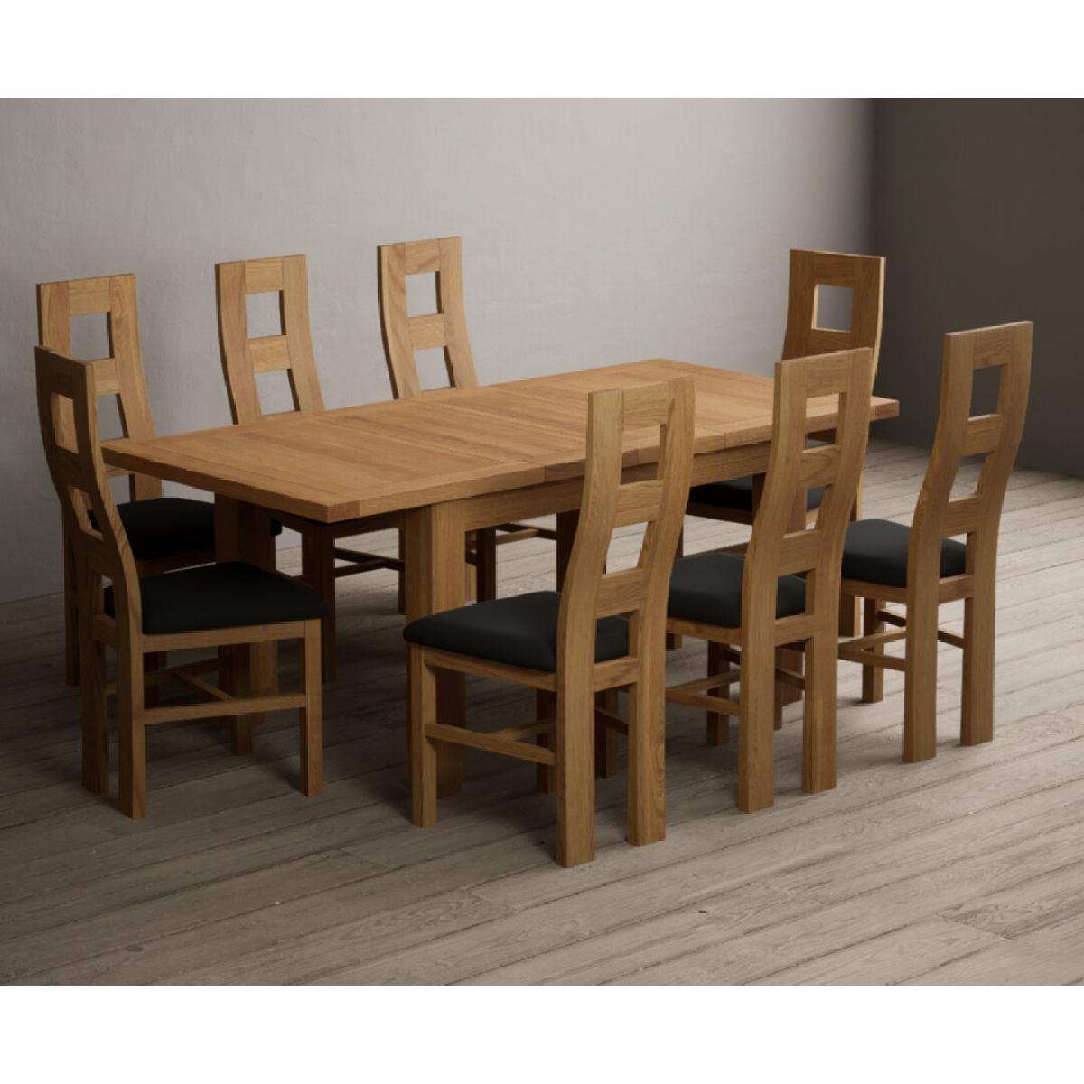 Extending Yateley 130cm Solid Oak Dining Table with 6 Grey Natural Solid Oak Chairs – image 12