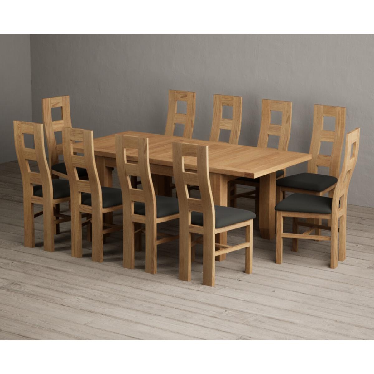 Extending Yateley 130cm Solid Oak Dining Table with 6 Grey Natural Solid Oak Chairs – image 13