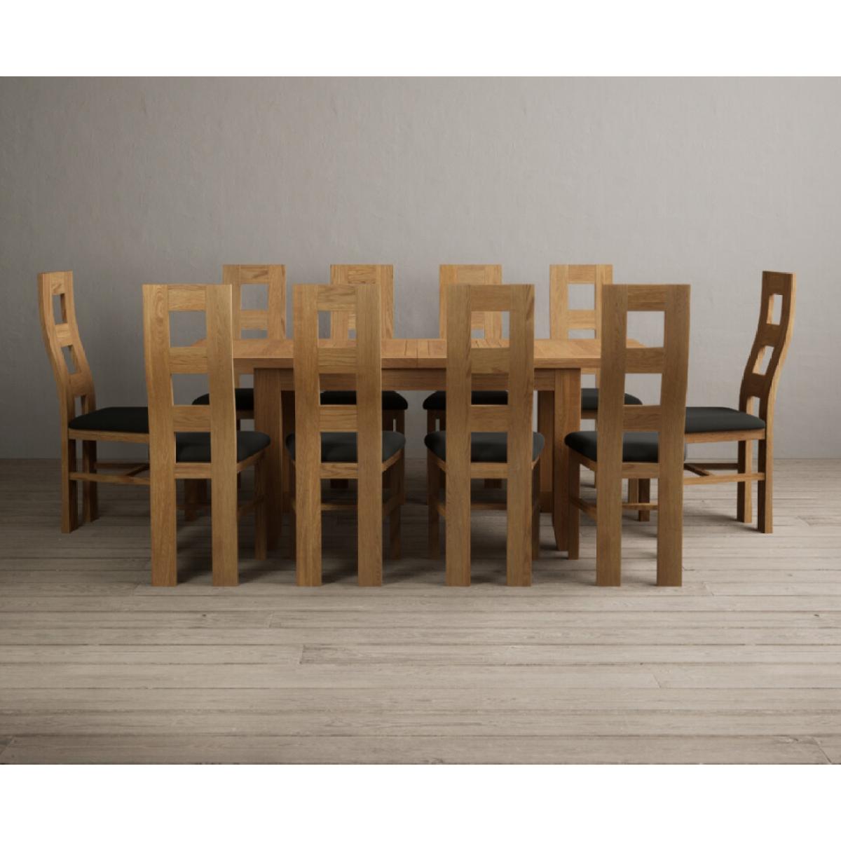 Extending Yateley 130cm Solid Oak Dining Table with 6 Grey Natural Solid Oak Chairs – image 14