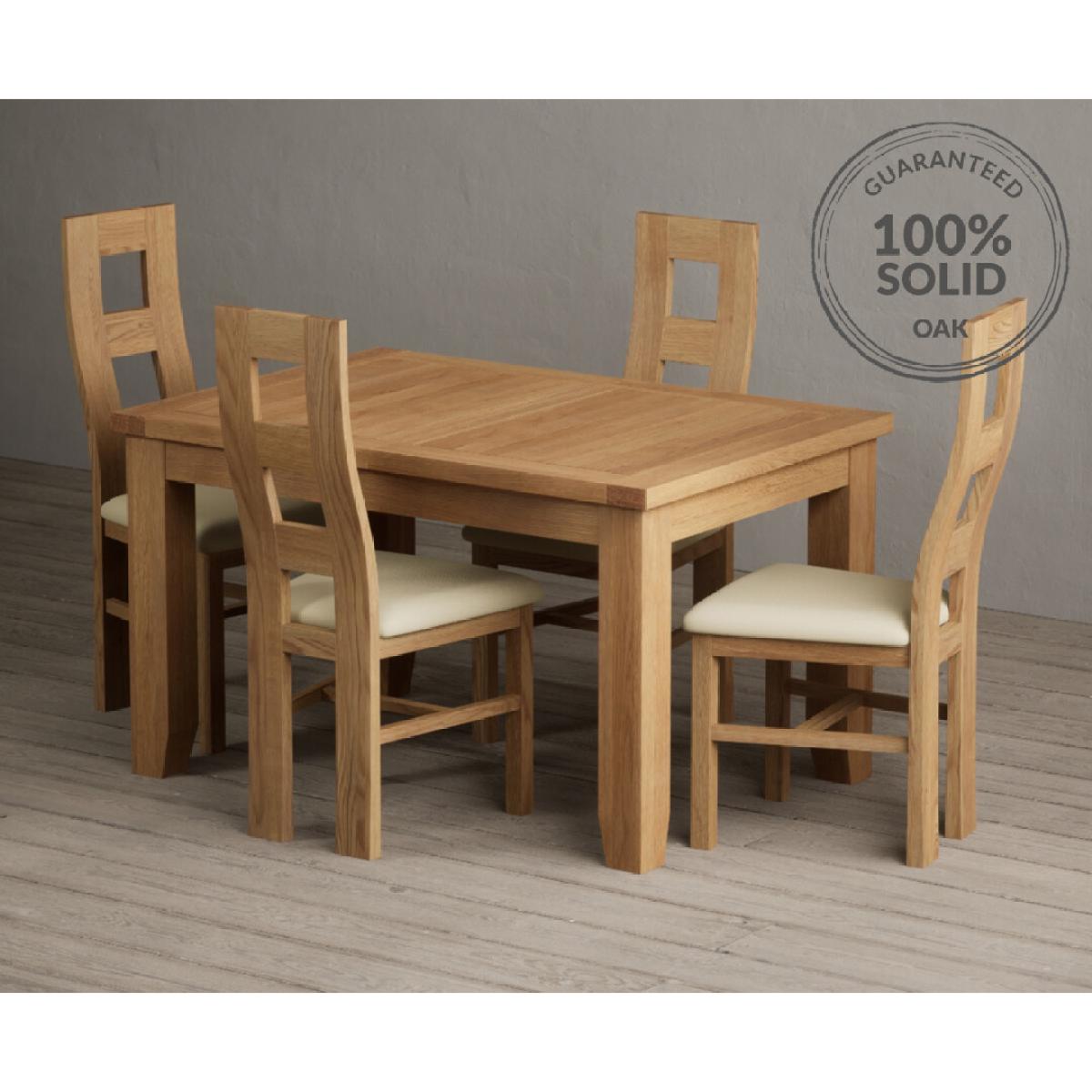 Extending Yateley 130cm Solid Oak Dining Table with 6 Grey Natural Solid Oak Chairs – image 17