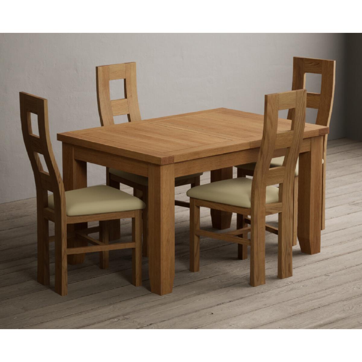 Extending Yateley 130cm Solid Oak Dining Table with 6 Grey Natural Solid Oak Chairs – image 19