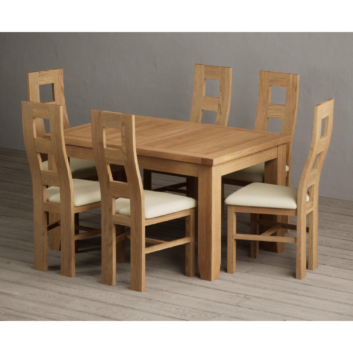 Extending Yateley 130cm Solid Oak Dining Table with 6 Grey Natural Solid Oak Chairs – image 20