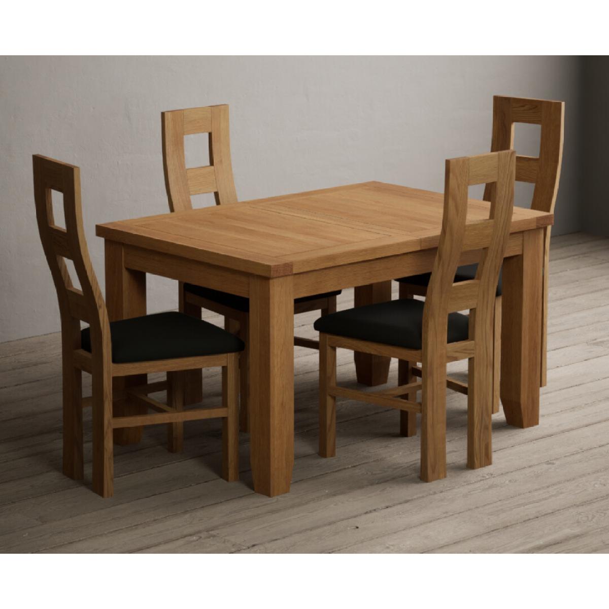 Extending Yateley 130cm Solid Oak Dining Table with 6 Grey Natural Solid Oak Chairs – image 3