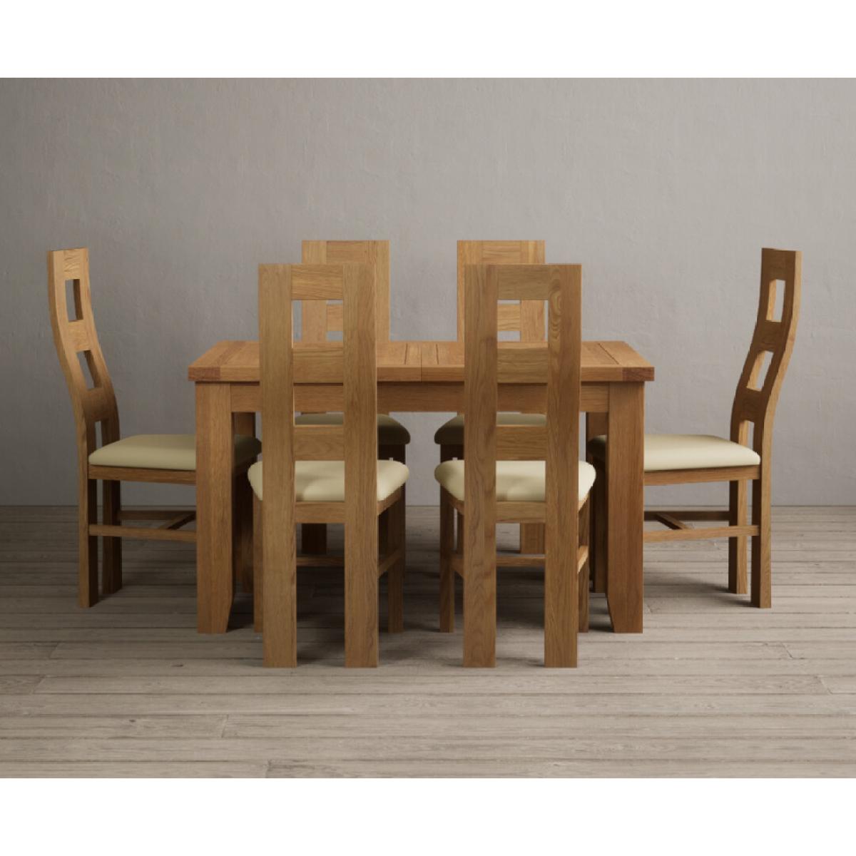 Extending Yateley 130cm Solid Oak Dining Table with 6 Grey Natural Solid Oak Chairs – image 21