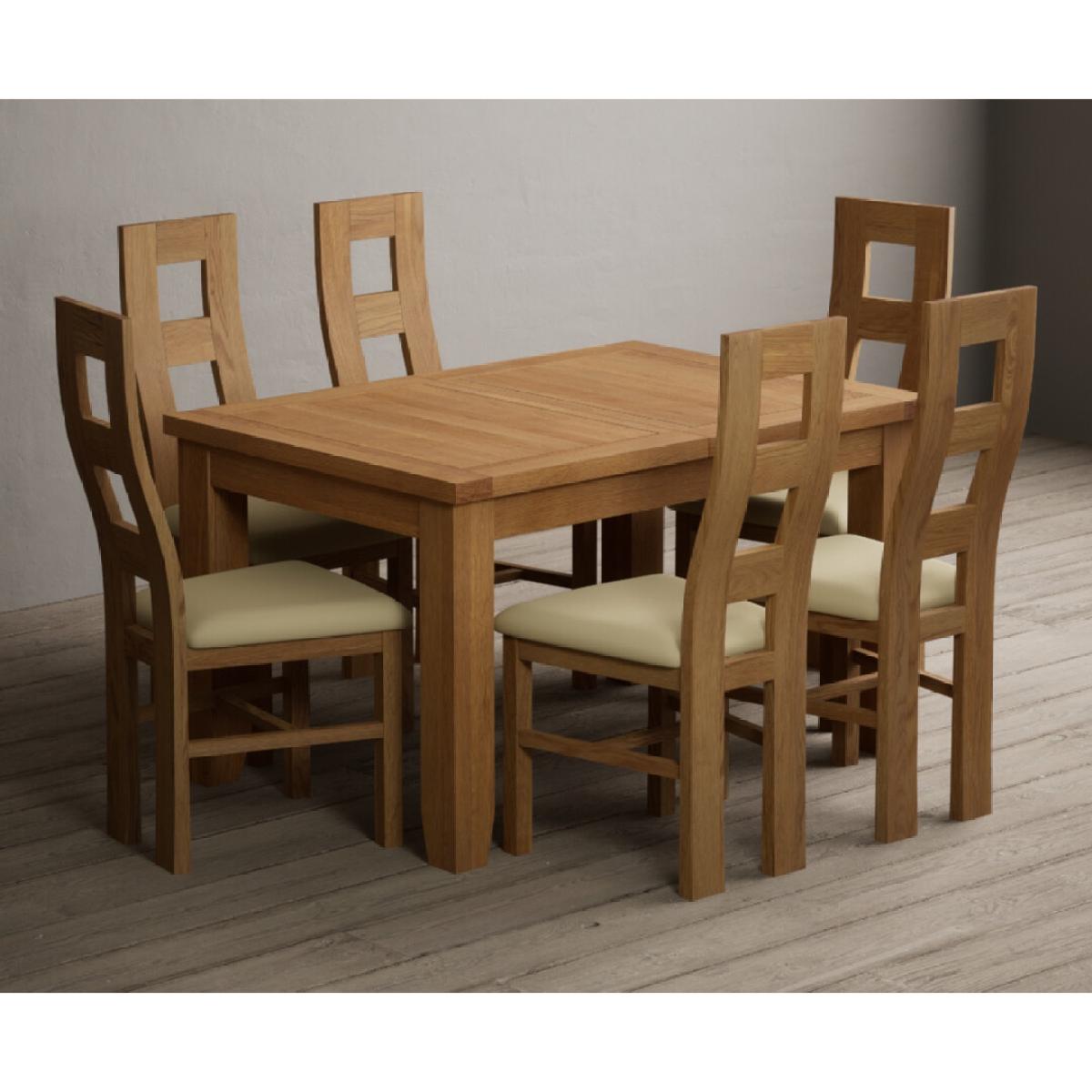 Extending Yateley 130cm Solid Oak Dining Table with 6 Grey Natural Solid Oak Chairs – image 22