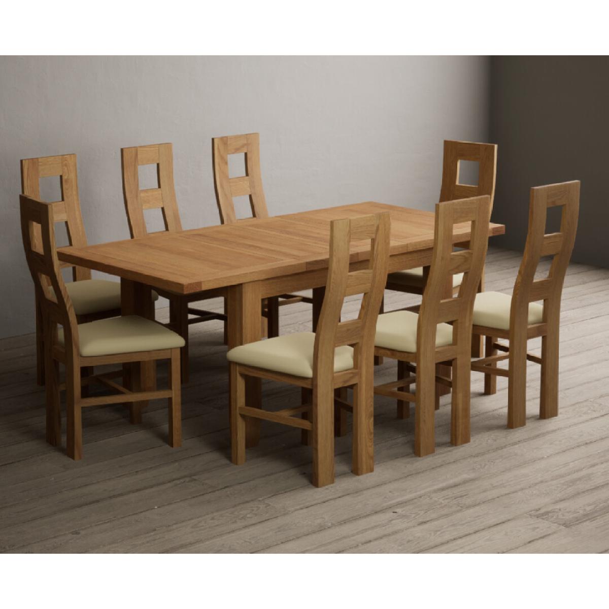 Extending Yateley 130cm Solid Oak Dining Table with 6 Grey Natural Solid Oak Chairs – image 28