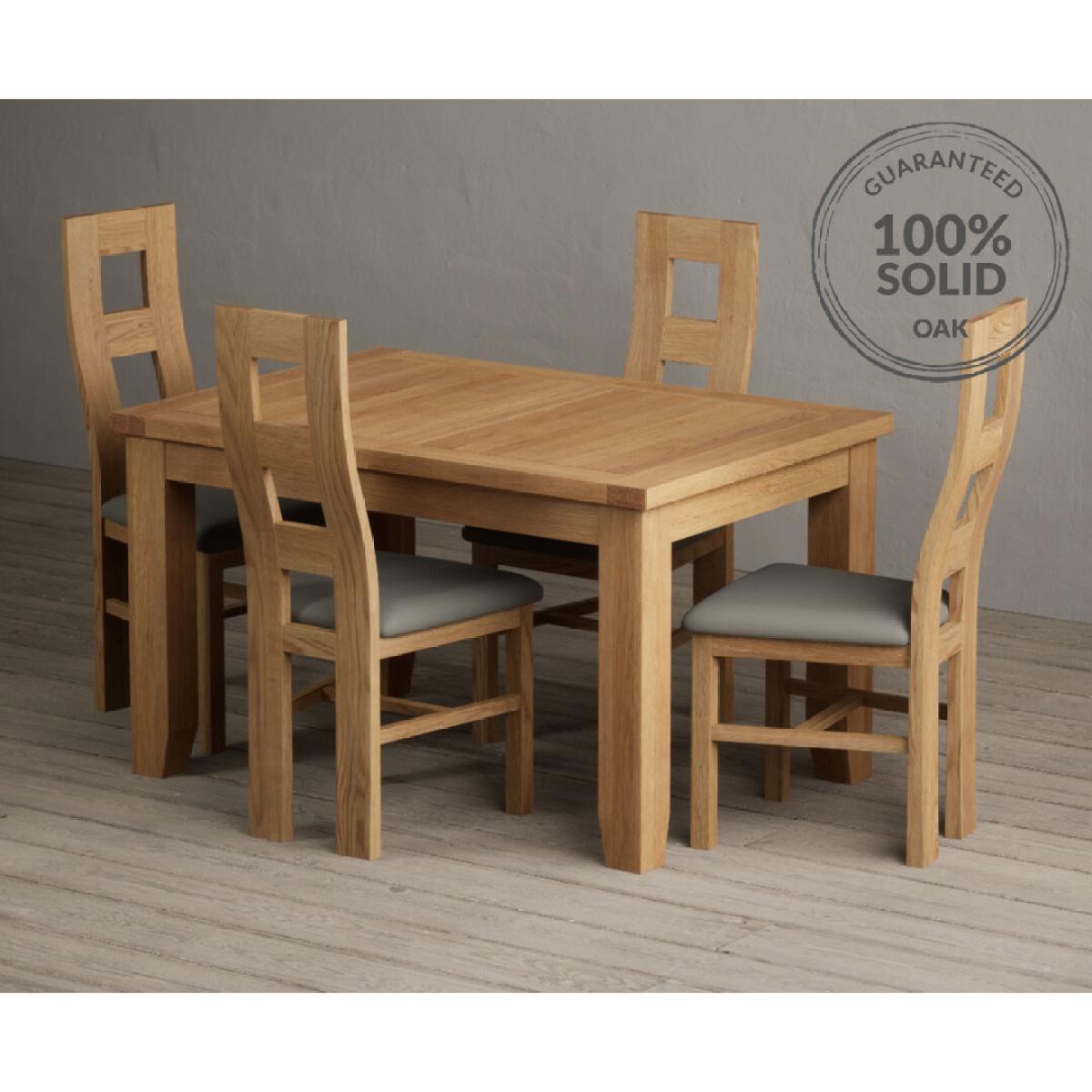 Extending Yateley 130cm Solid Oak Dining Table with 6 Grey Natural Solid Oak Chairs – image 34