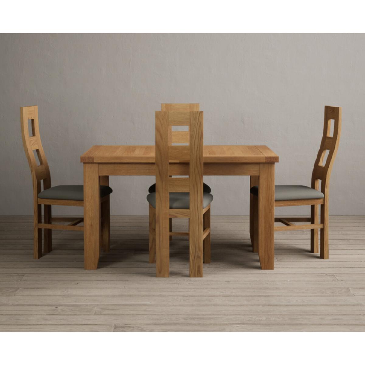 Extending Yateley 130cm Solid Oak Dining Table with 6 Grey Natural Solid Oak Chairs – image 35