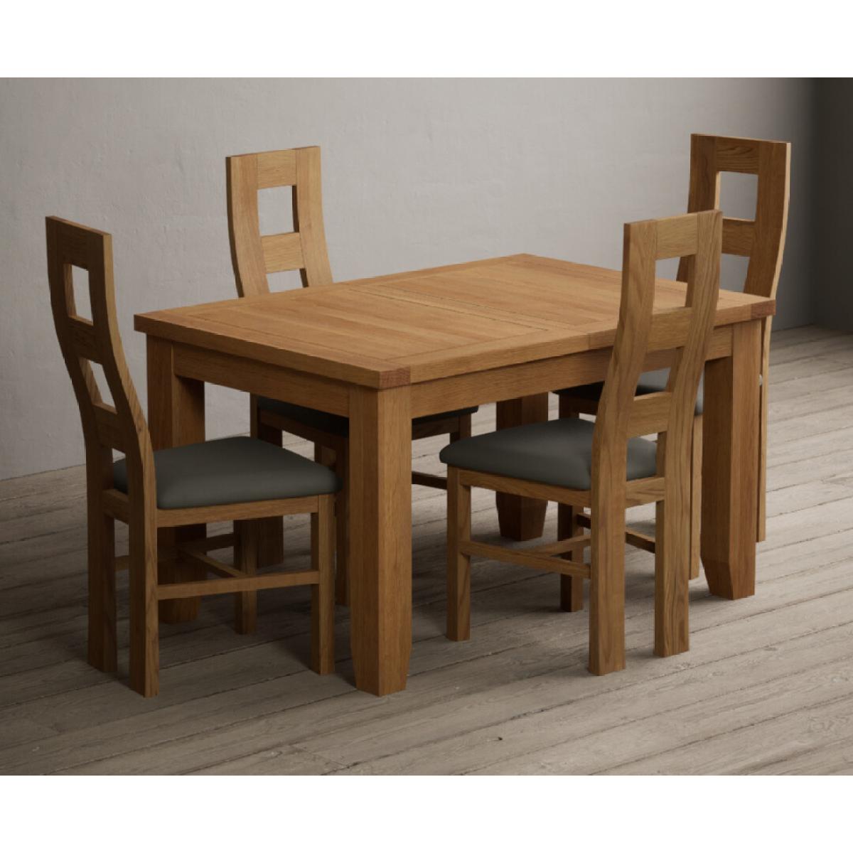 Extending Yateley 130cm Solid Oak Dining Table with 6 Grey Natural Solid Oak Chairs – image 36