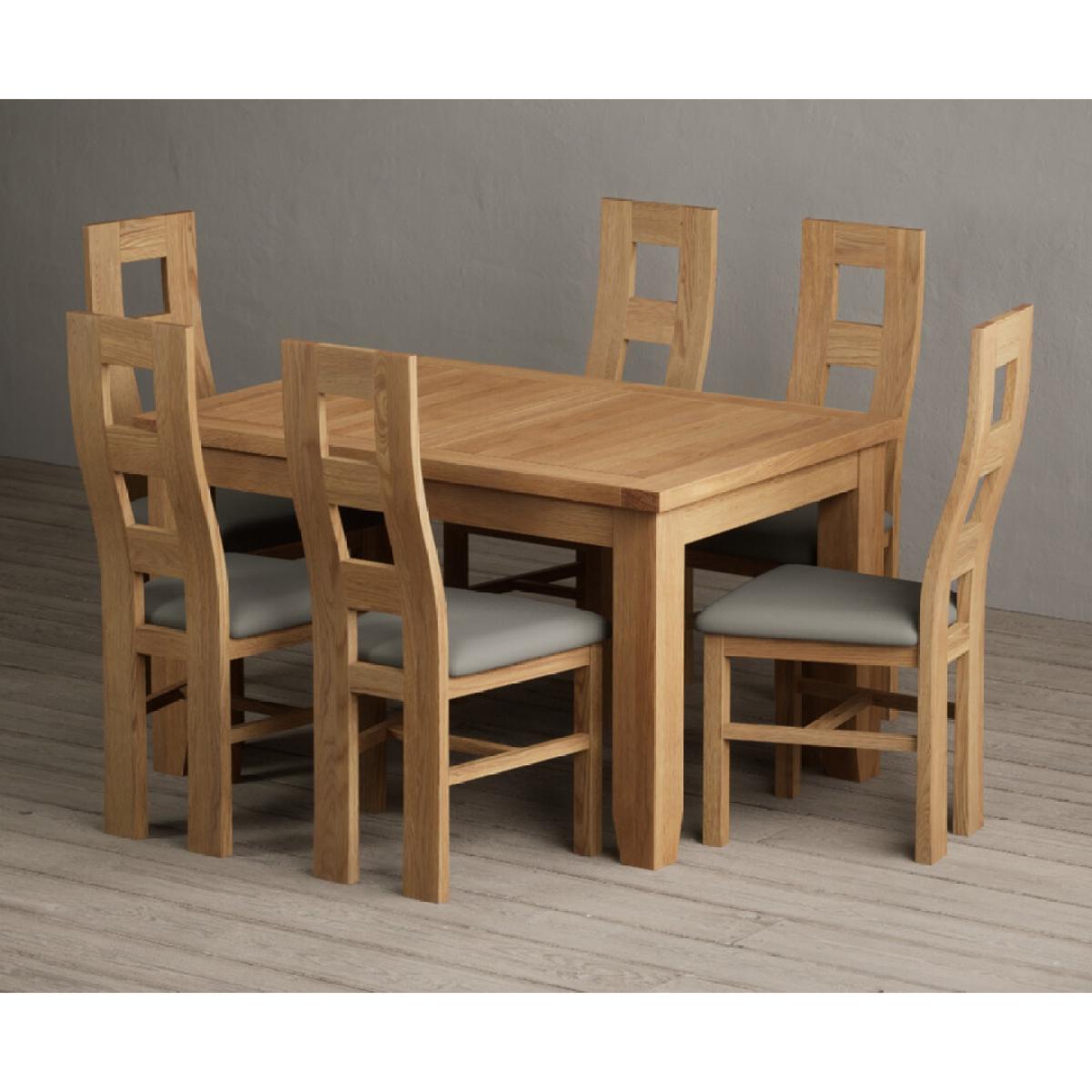 Extending Yateley 130cm Solid Oak Dining Table with 6 Grey Natural Solid Oak Chairs – image 37