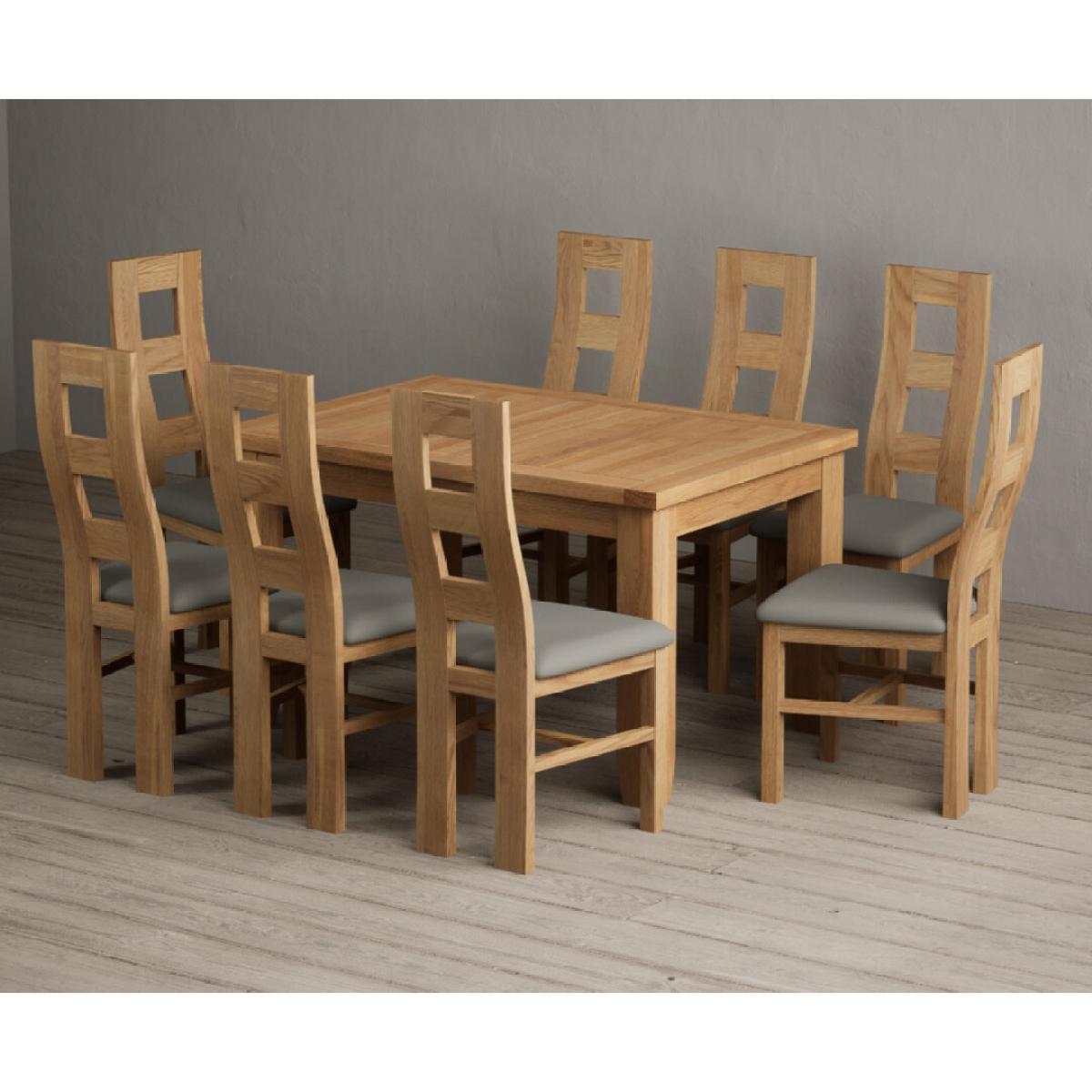 Extending Yateley 130cm Solid Oak Dining Table with 6 Grey Natural Solid Oak Chairs – image 40