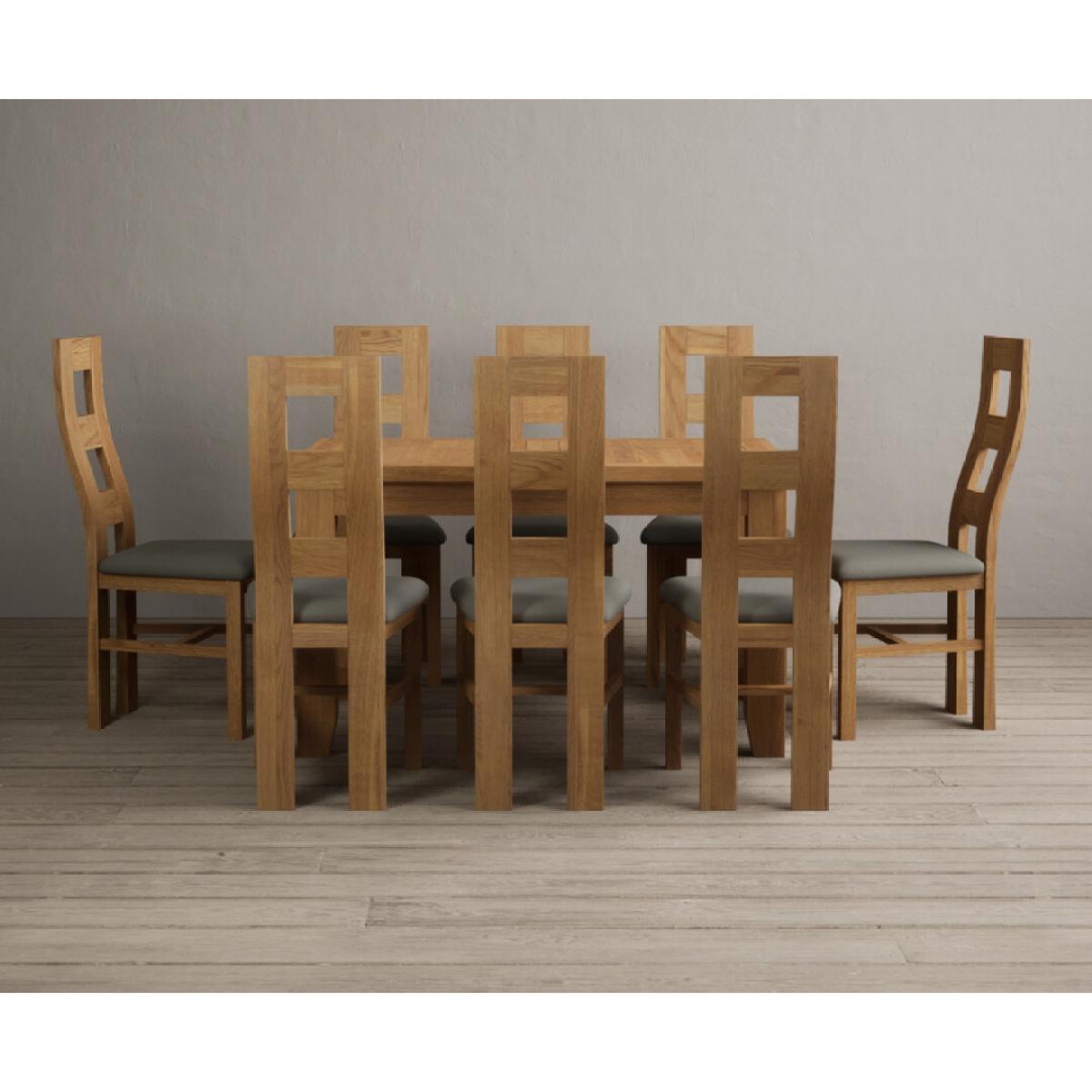 Extending Yateley 130cm Solid Oak Dining Table with 6 Grey Natural Solid Oak Chairs – image 41