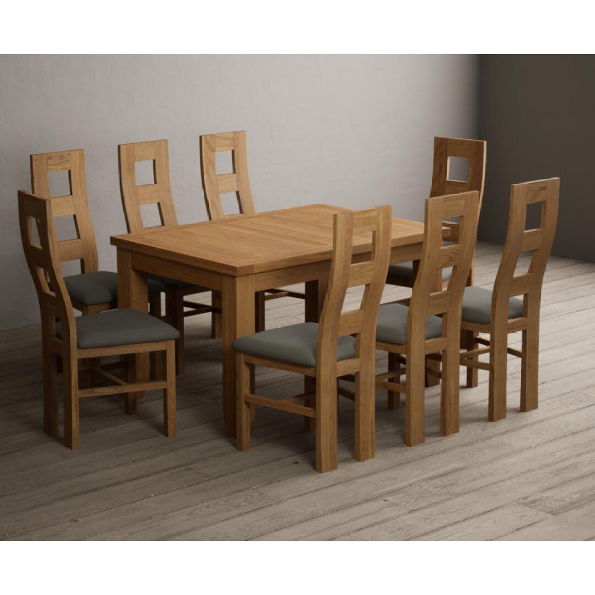 Extending Yateley 130cm Solid Oak Dining Table with 6 Grey Natural Solid Oak Chairs – image 42
