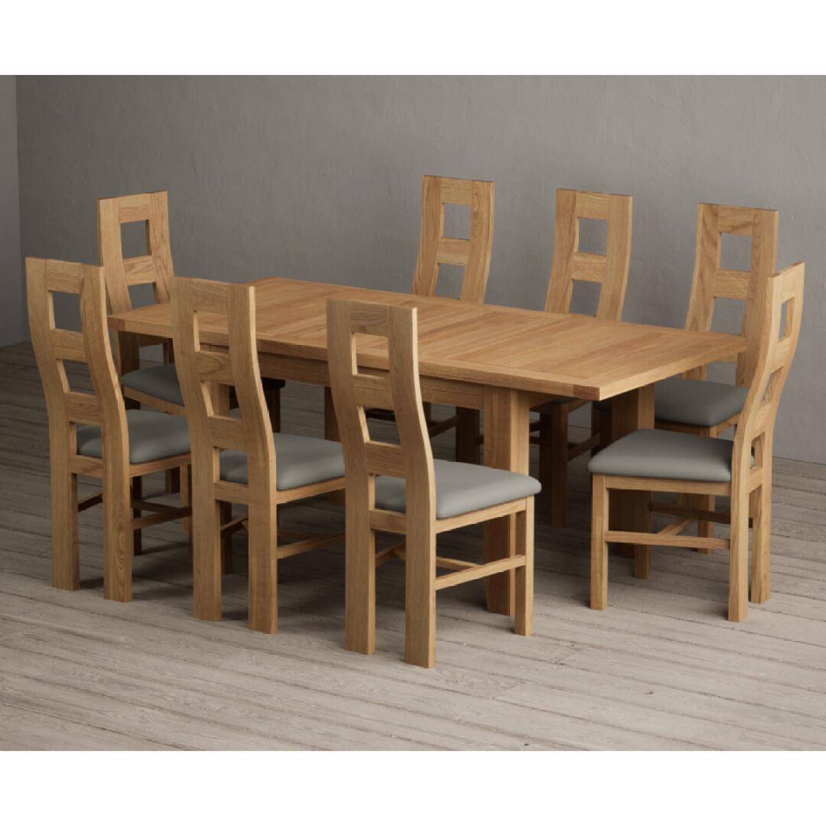 Extending Yateley 130cm Solid Oak Dining Table with 6 Grey Natural Solid Oak Chairs – image 43