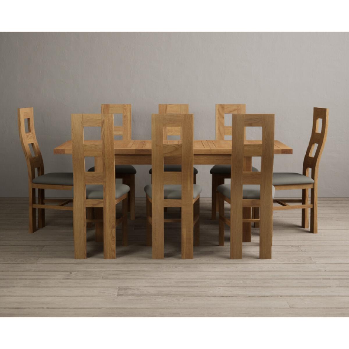 Extending Yateley 130cm Solid Oak Dining Table with 6 Grey Natural Solid Oak Chairs – image 44
