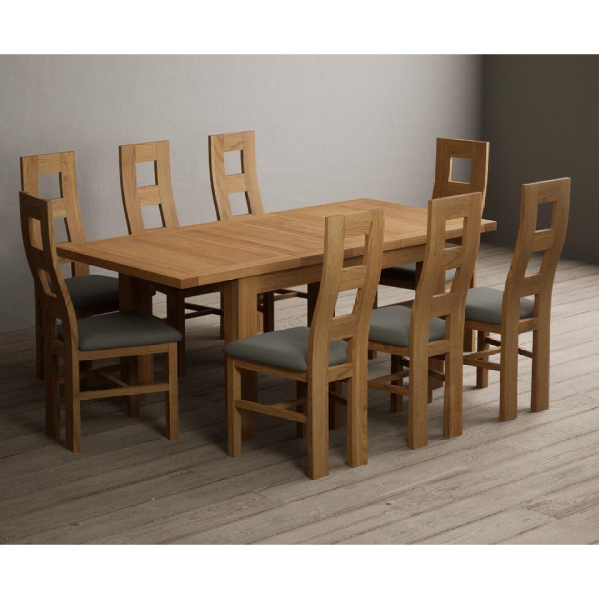 Extending Yateley 130cm Solid Oak Dining Table with 6 Grey Natural Solid Oak Chairs – image 45