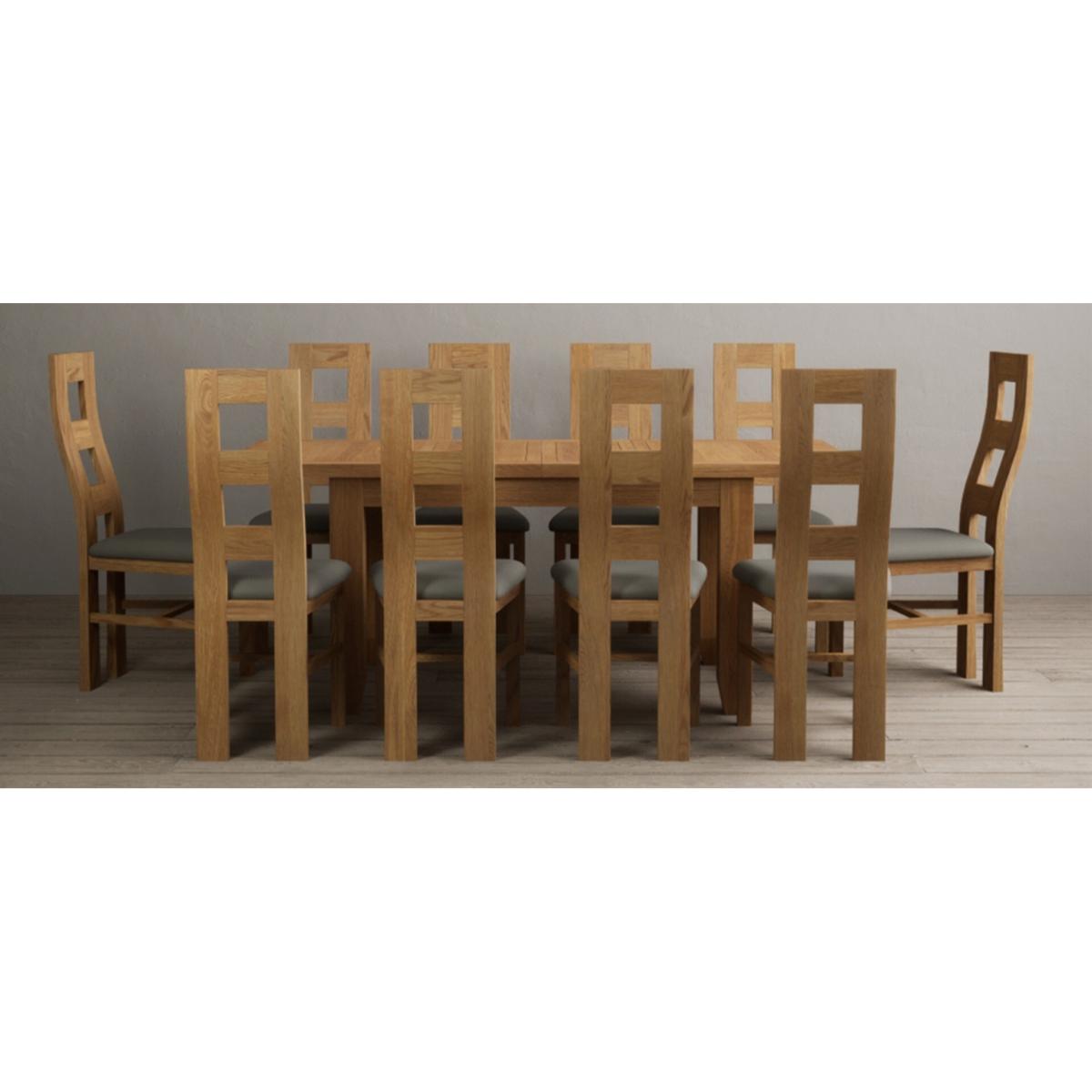 Extending Yateley 130cm Solid Oak Dining Table with 6 Grey Natural Solid Oak Chairs – image 58