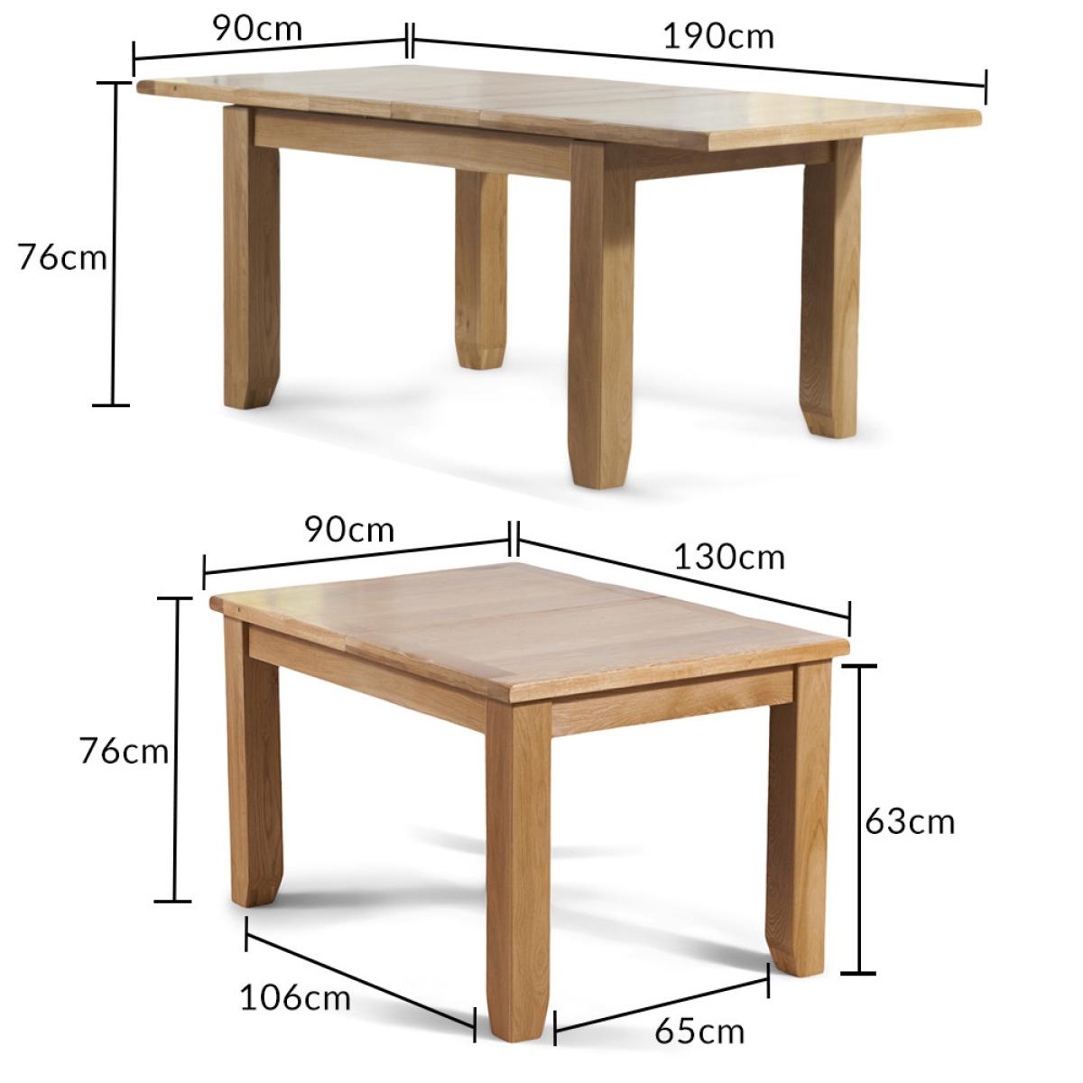 Extending Yateley 130cm Solid Oak Dining Table with 6 Grey Natural Solid Oak Chairs – image 70