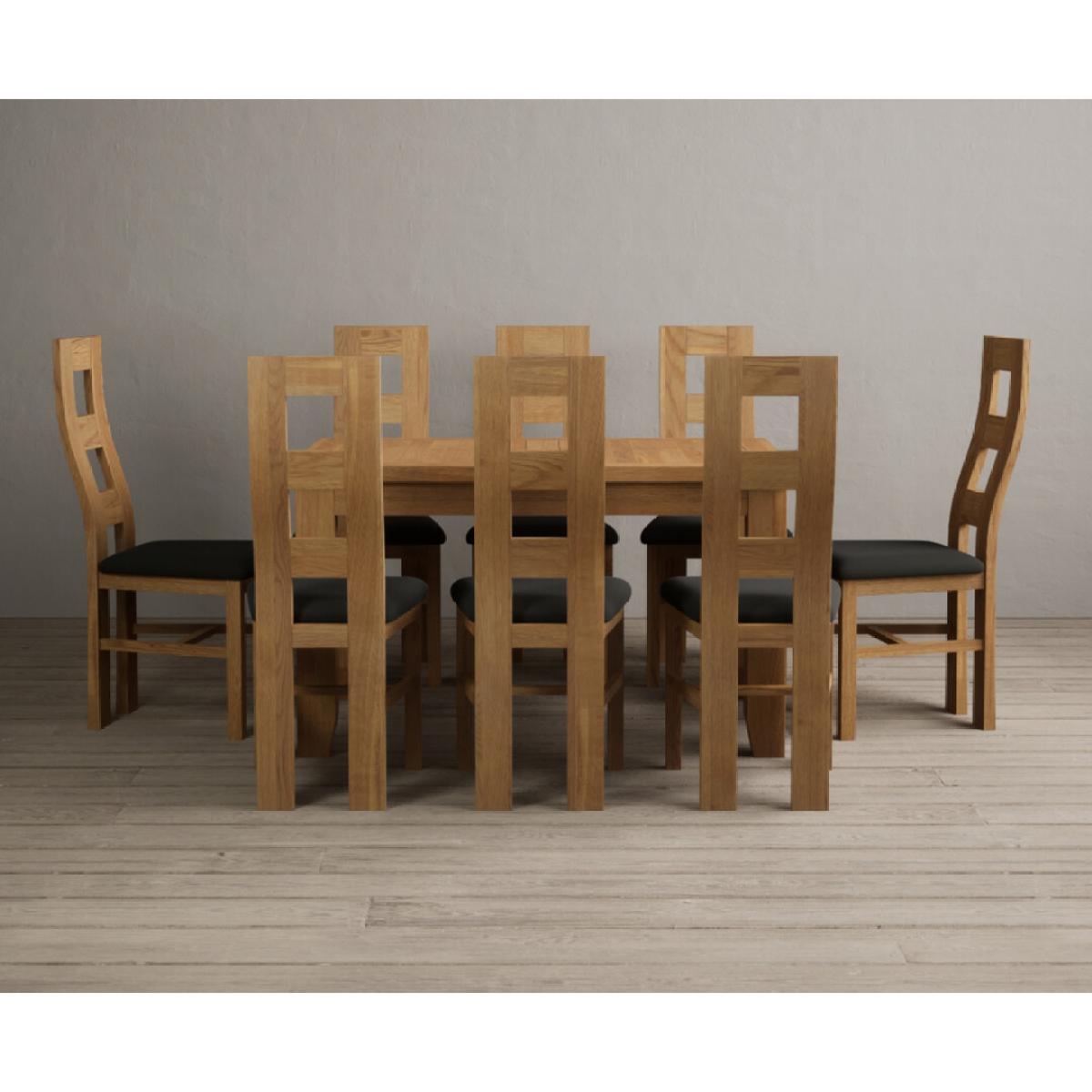 Extending Yateley 130cm Solid Oak Dining Table with 6 Grey Natural Solid Oak Chairs – image 8