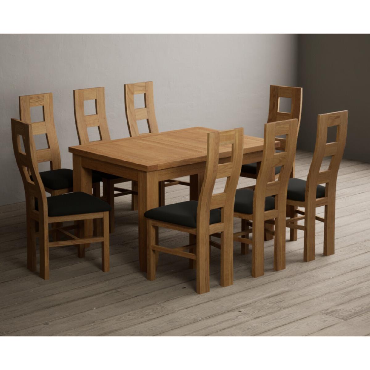 Extending Yateley 130cm Solid Oak Dining Table with 6 Grey Natural Solid Oak Chairs – image 9