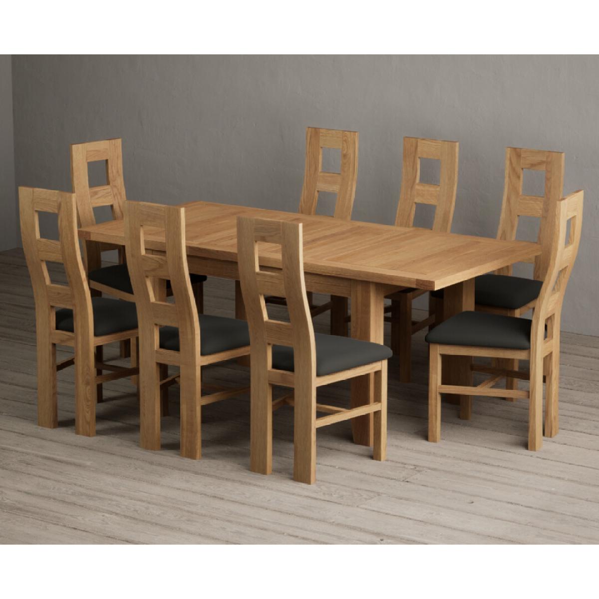 Extending Yateley 130cm Solid Oak Dining Table with 6 Grey Natural Solid Oak Chairs – image 10