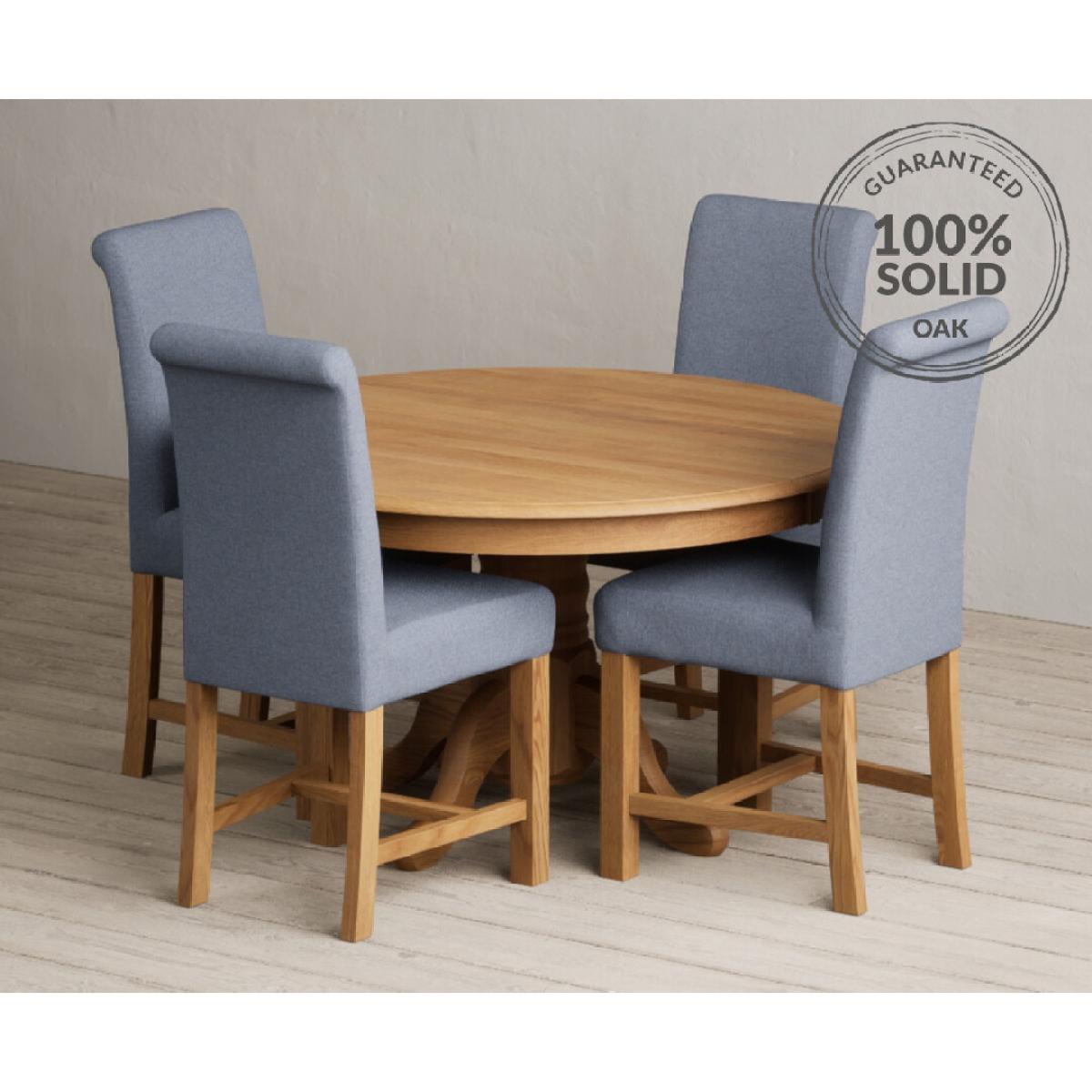 Hertford 120cm Fixed Top Solid Oak Dining Table with 6 Natural  Chairs – image 2