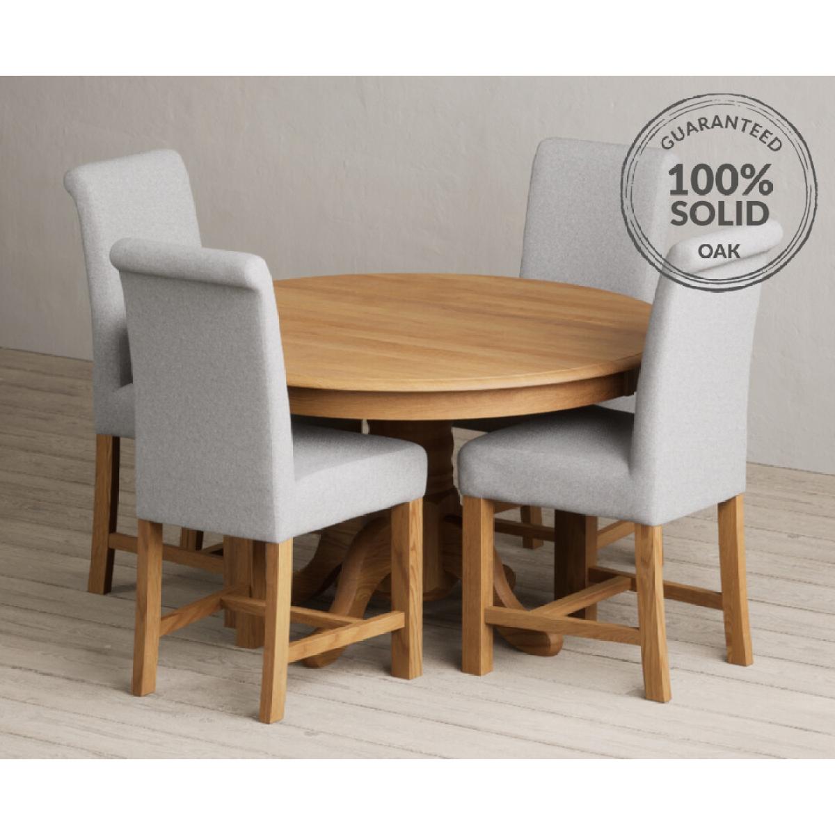 Hertford 120cm Fixed Top Solid Oak Dining Table with 6 Natural  Chairs – image 11