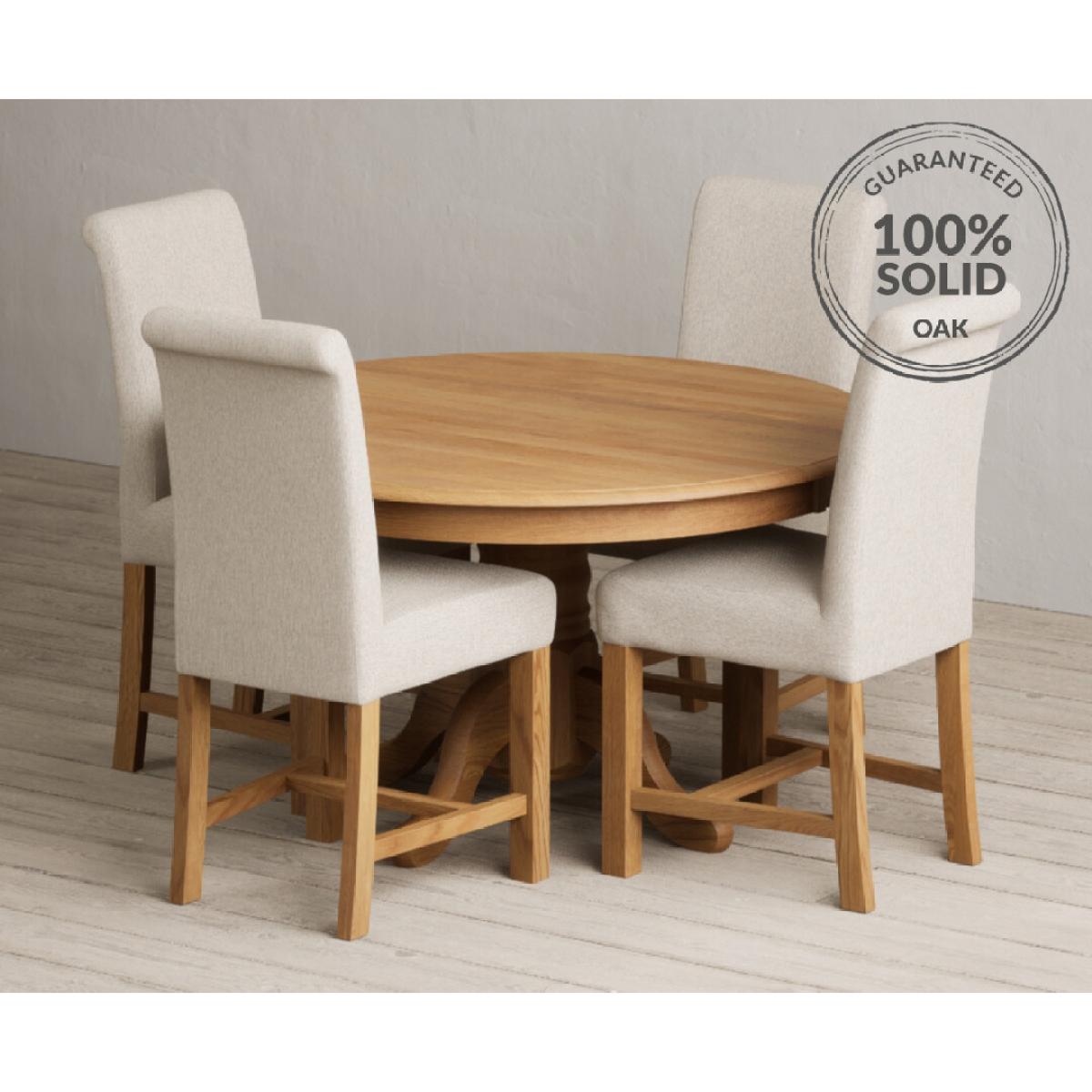 Hertford 120cm Fixed Top Solid Oak Dining Table with 6 Natural  Chairs – image 12
