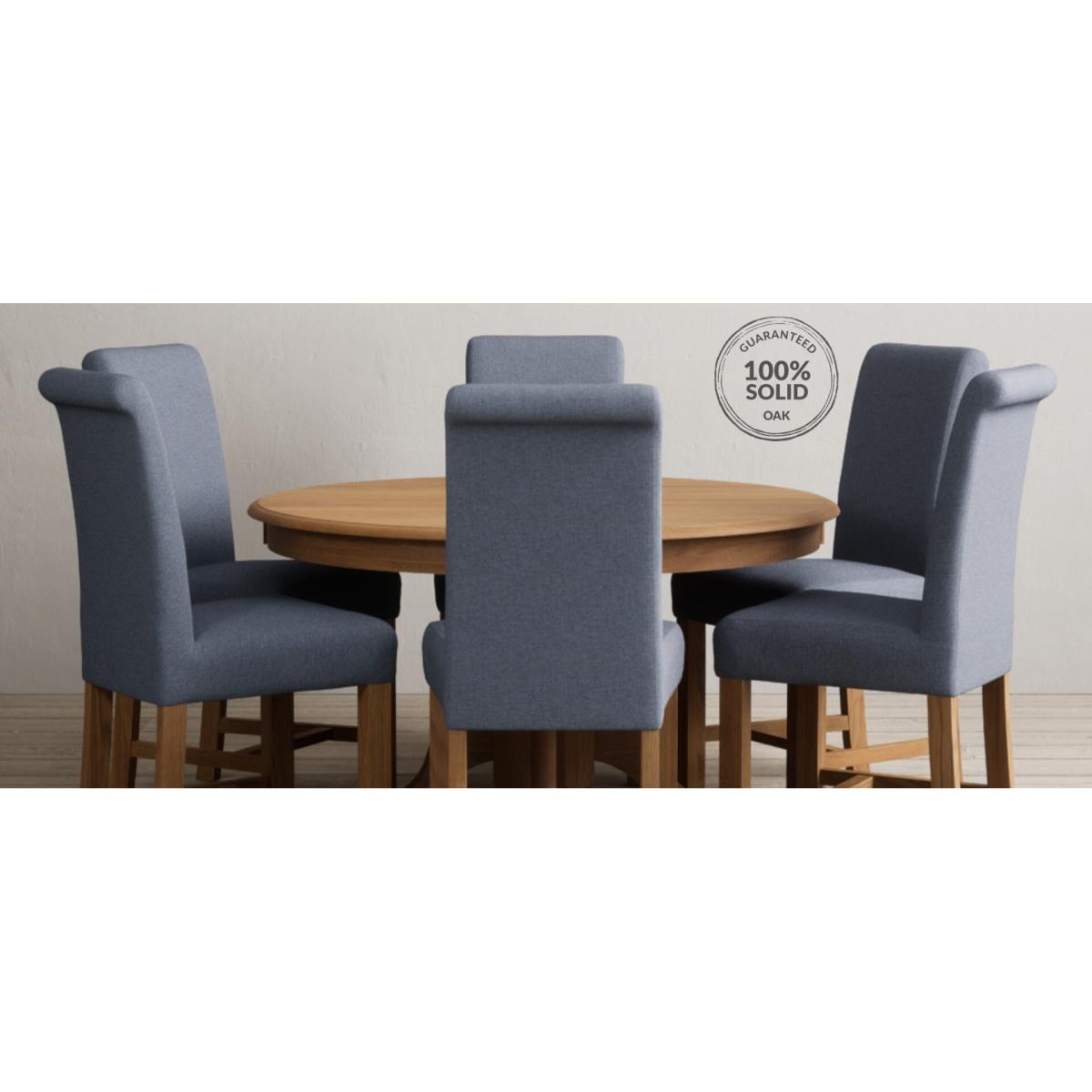 Hertford 120cm Fixed Top Solid Oak Dining Table with 6 Natural  Chairs – image 13