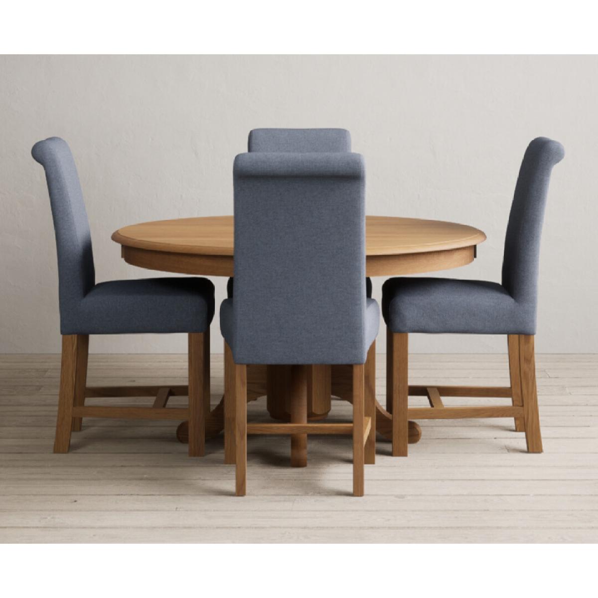 Hertford 120cm Fixed Top Solid Oak Dining Table with 6 Natural  Chairs – image 3