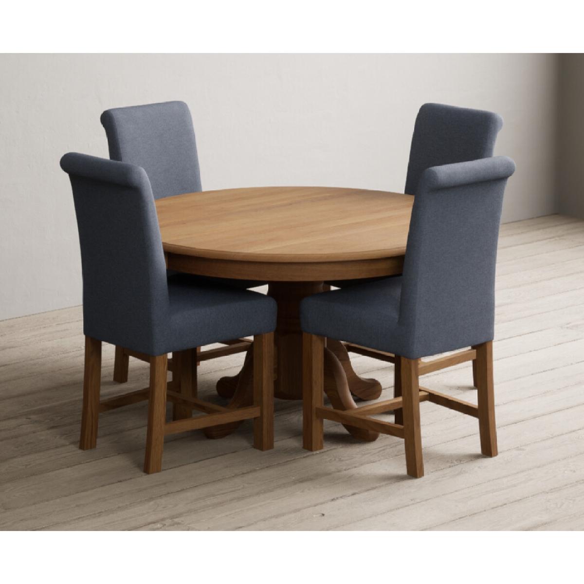Hertford 120cm Fixed Top Solid Oak Dining Table with 6 Natural  Chairs – image 4