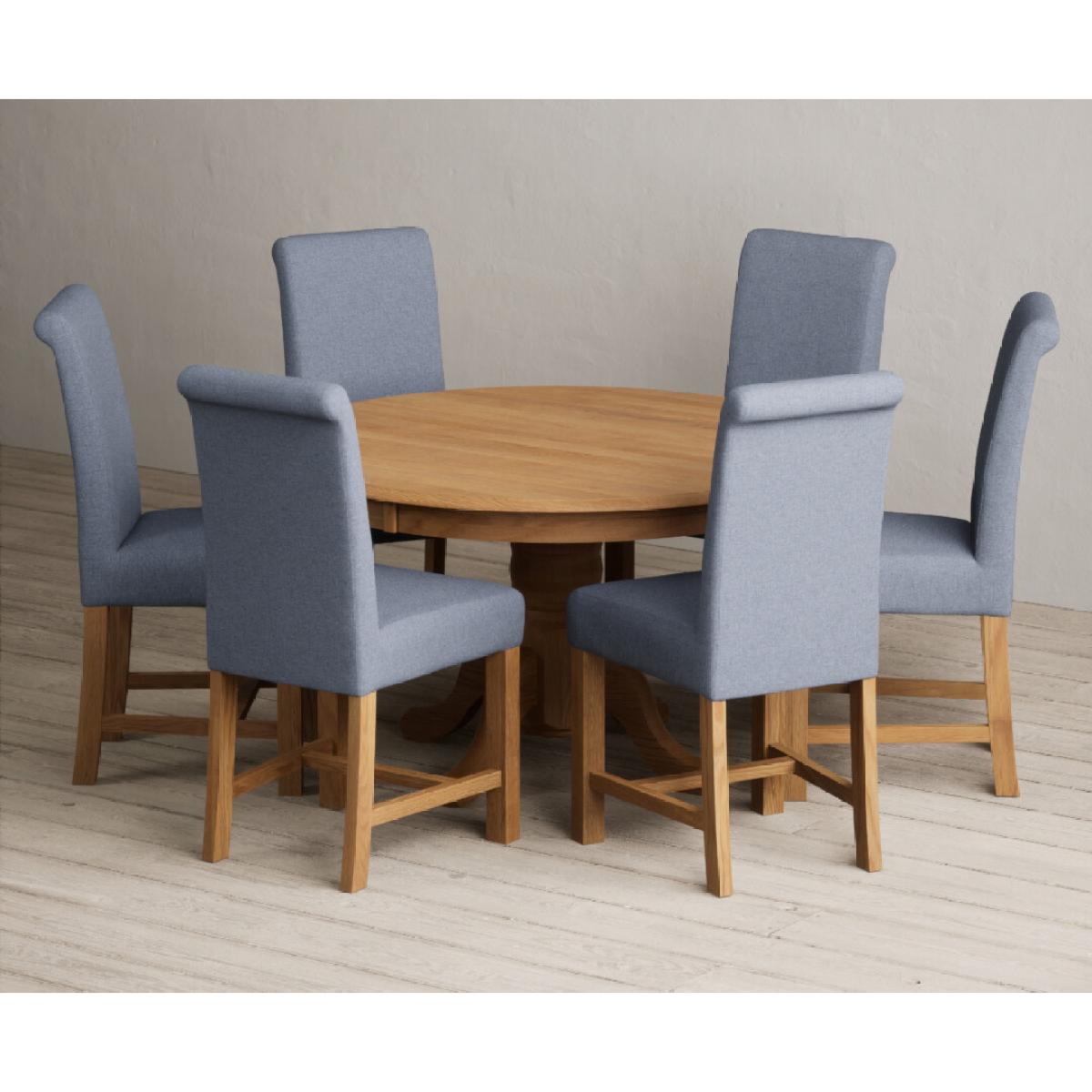 Hertford 120cm Fixed Top Solid Oak Dining Table with 6 Natural  Chairs – image 5