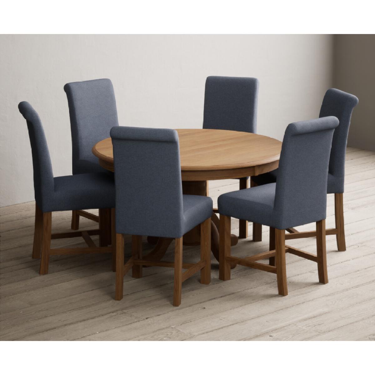 Hertford 120cm Fixed Top Solid Oak Dining Table with 6 Natural  Chairs – image 6