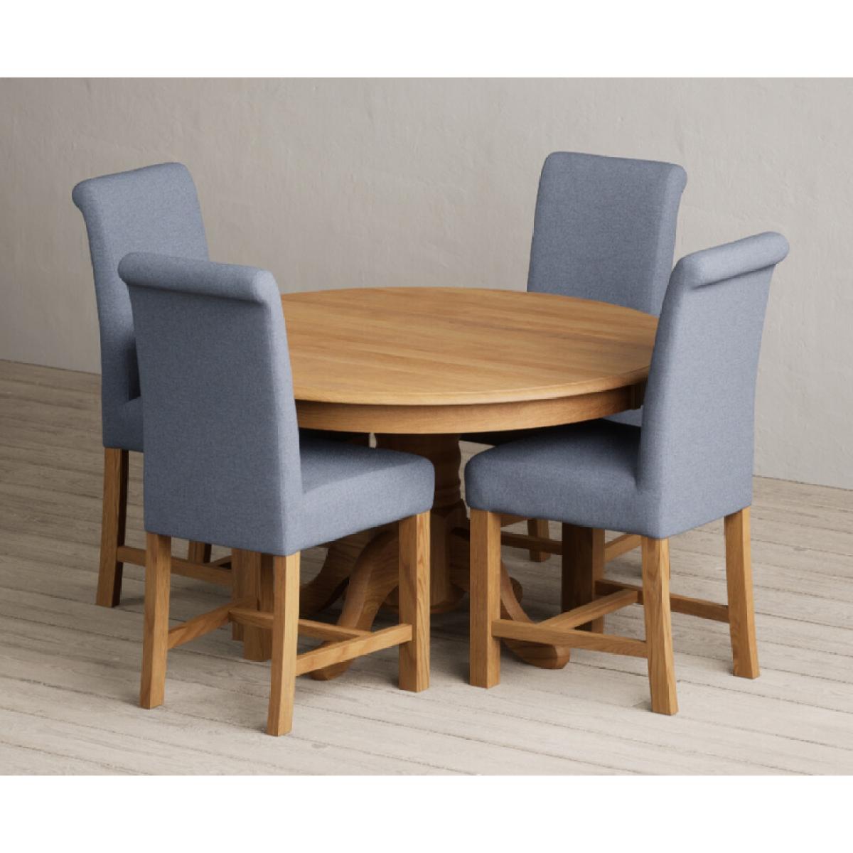 Hertford 120cm Fixed Top Solid Oak Dining Table with 6 Natural  Chairs – image 7
