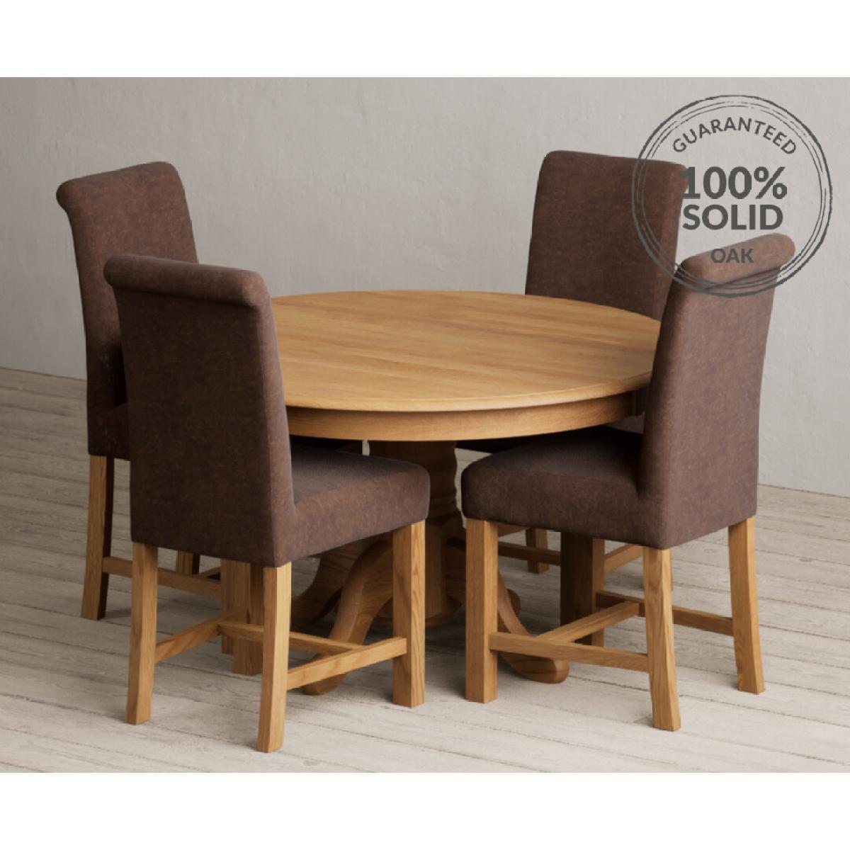 Hertford 120cm Fixed Top Solid Oak Dining Table with 6 Natural  Chairs – image 9