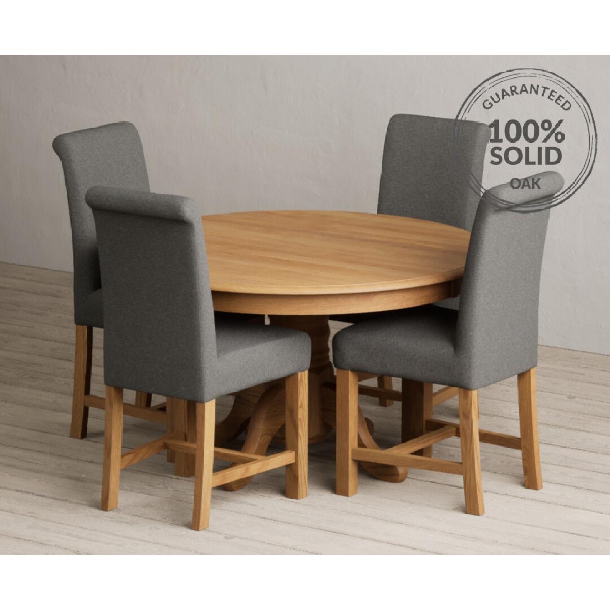 Hertford 120cm Fixed Top Solid Oak Dining Table with 6 Natural  Chairs – image 10