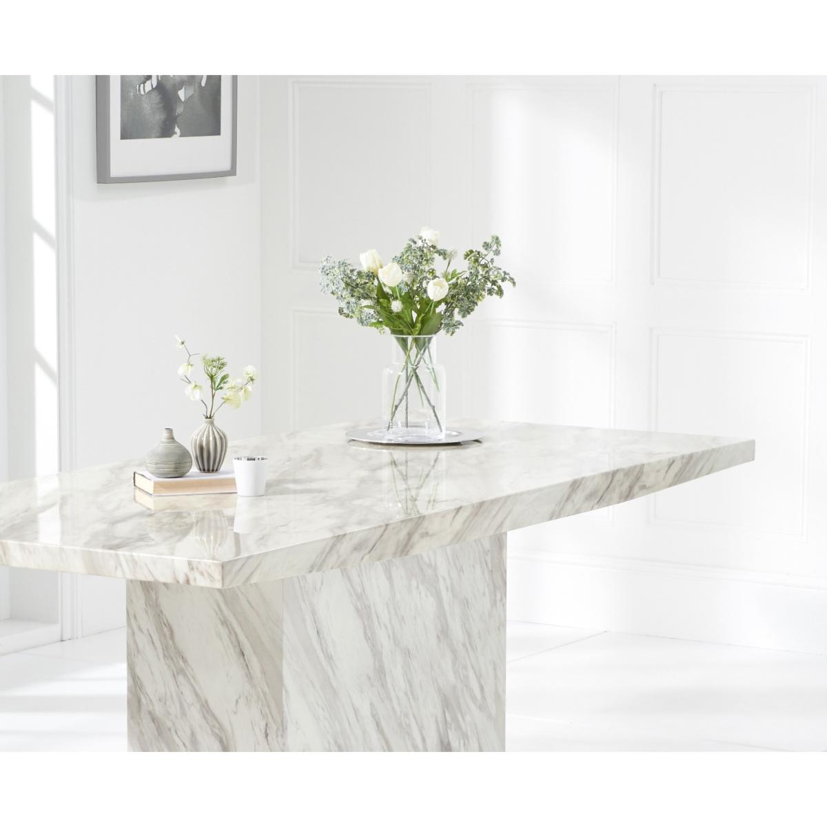 Calacatta 180cm Marble Dining Table With 10 Grey Sophia Chairs – image 14