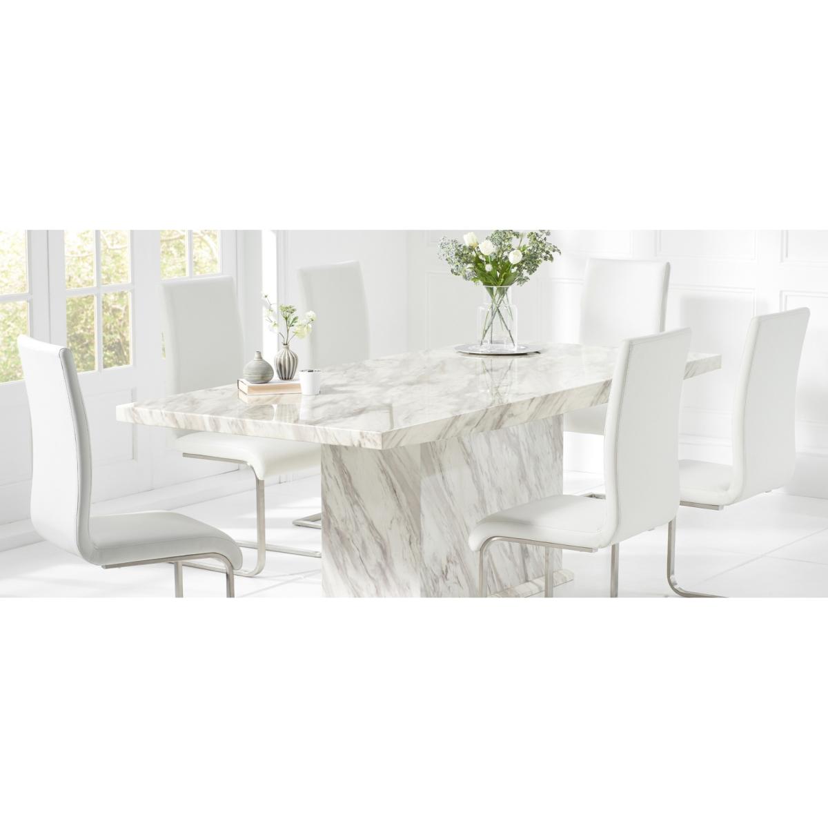 Calacatta 180cm Marble Dining Table With 10 Grey Sophia Chairs – image 18