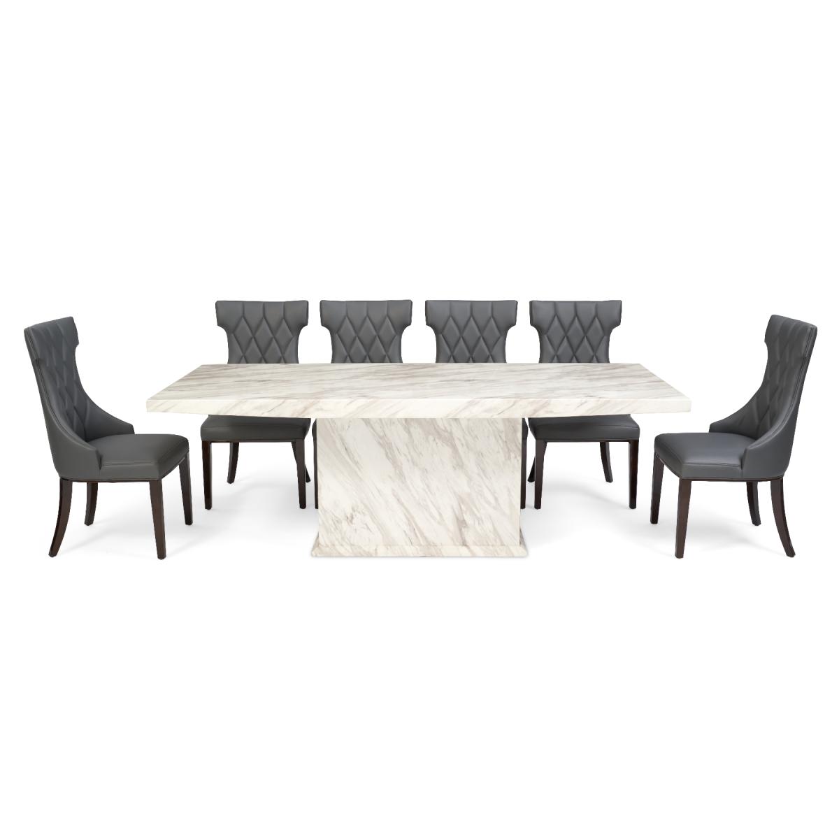 Calacatta 180cm Marble Dining Table With 10 Grey Sophia Chairs – image 6