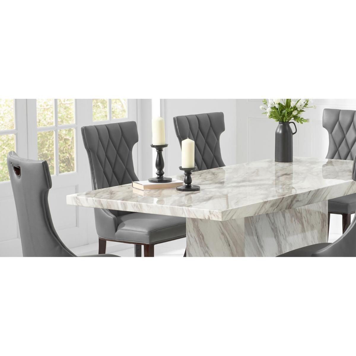 Calacatta 180cm Marble Dining Table With 10 Grey Sophia Chairs – image 10