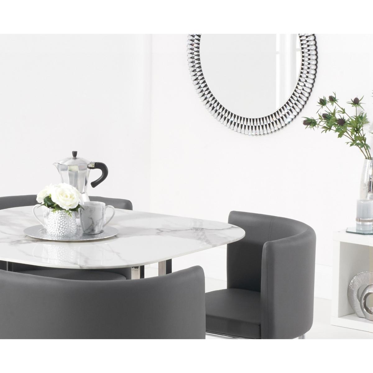 Algarve White Marble Stowaway Dining Table with Grey High Back Stools - Grey, 4 Chairs – image 2