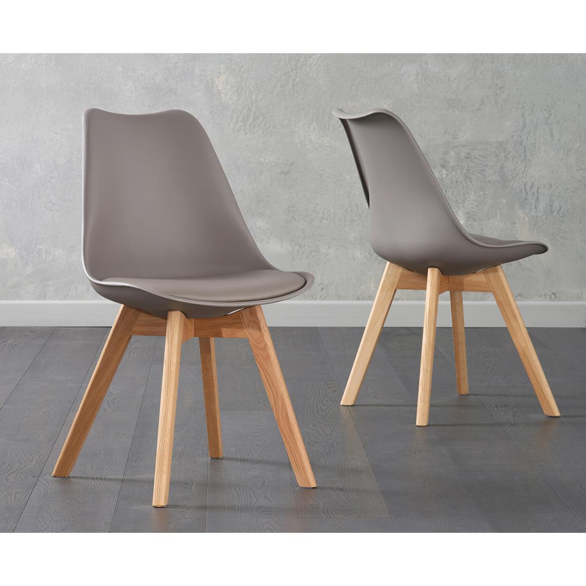 Oxford 80cm Solid Oak Dining Table With 4 Mink Orson Faux Leather Chairs – image 7