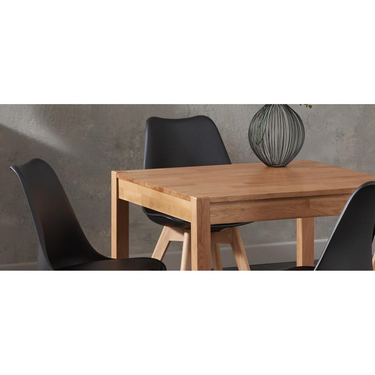 Oxford 80cm Solid Oak Dining Table With 4 Mink Orson Faux Leather Chairs – image 10