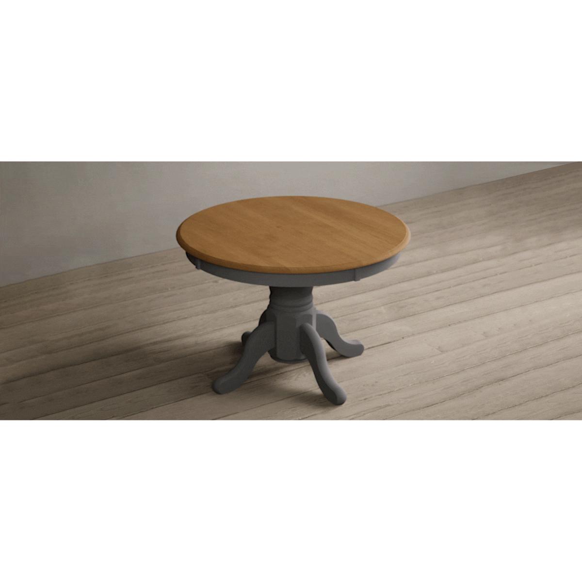 Extending Hertford Oak and Mid Grey Painted Pedestal Dining Table with 4 Charcoal Grey Hertford Chairs – image 13