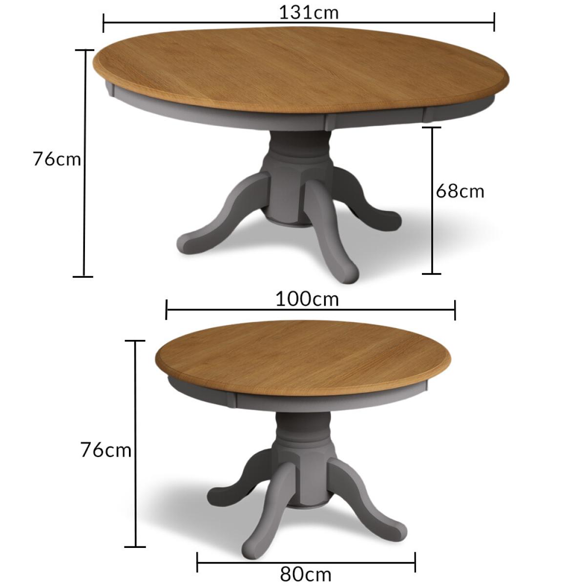 Extending Hertford Oak and Mid Grey Painted Pedestal Dining Table with 4 Charcoal Grey Hertford Chairs – image 18