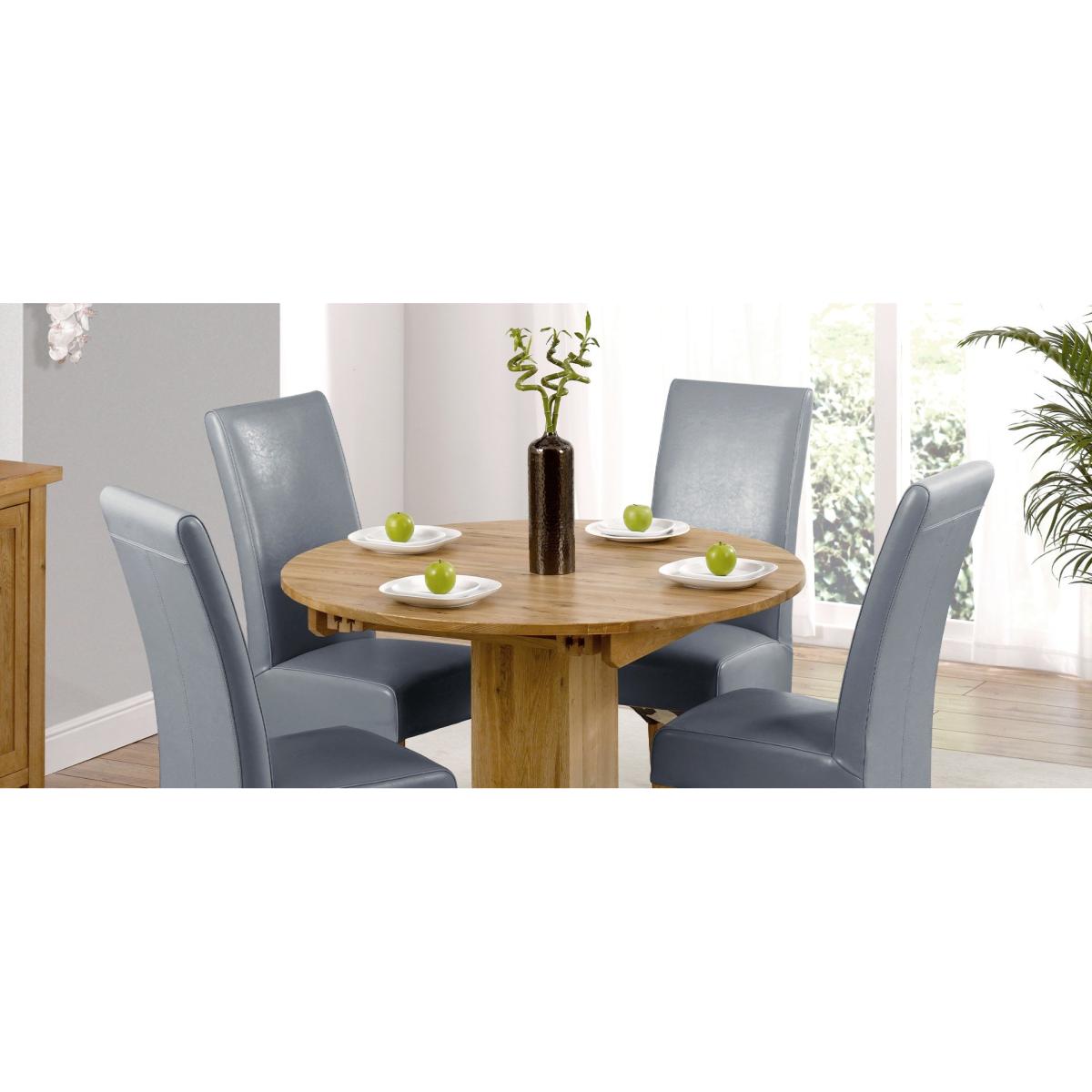Dorchester 120cm Solid Oak Round Extending Dining Table with Cannes Chairs - Grey, 4 Chairs – image 13