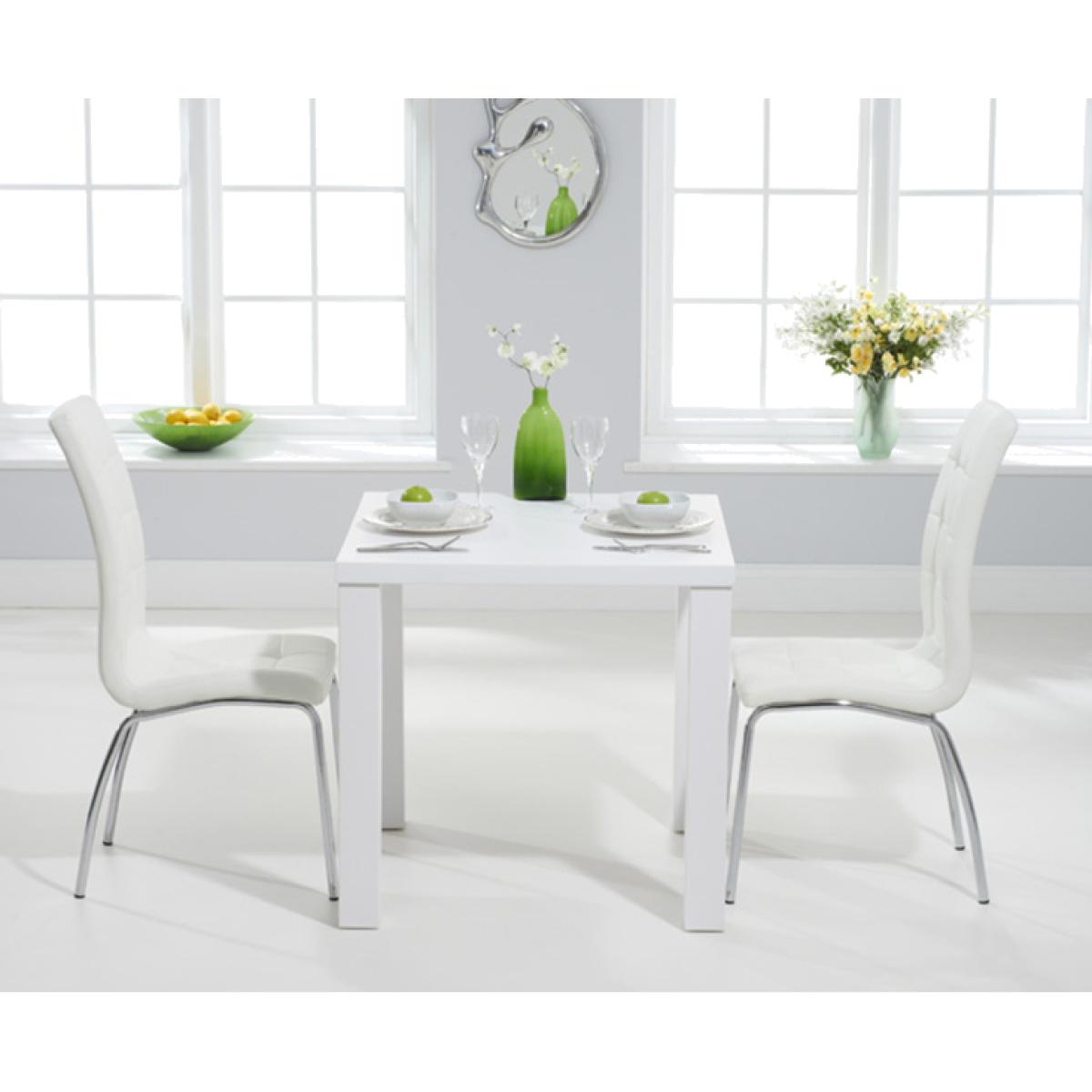 Atlanta 80cm White High Gloss Dining Table With 4 Brown Calgary Chairs