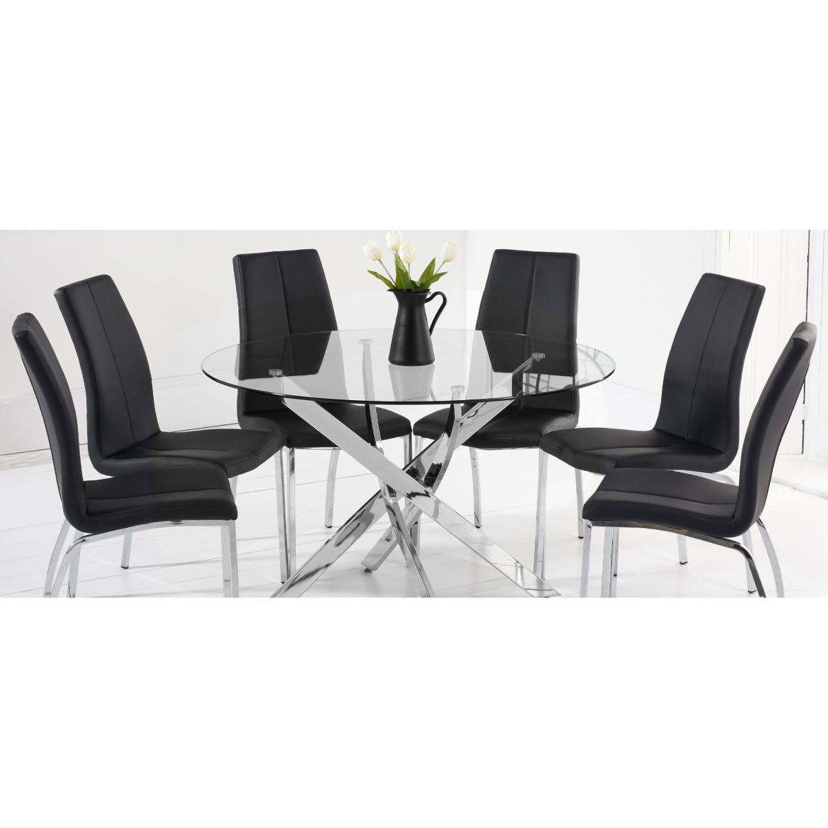 Denver 120cm Glass Dining Table With 6 Grey Catalina Chairs – image 16