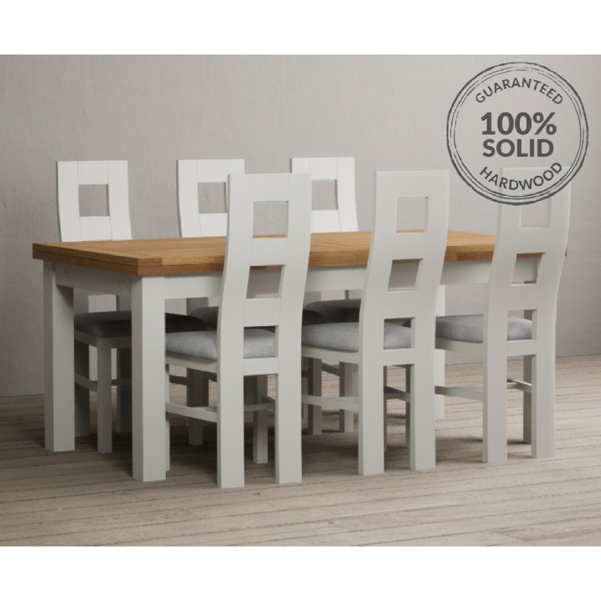 Extending Buxton 180cm Oak and Signal White Painted Dining Table with 8 Charcoal Grey Painted Chairs – image 2
